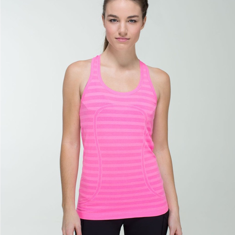 Lululemon Swiftly Tech Racerback *Stripe
Heathered Zing Pink Light